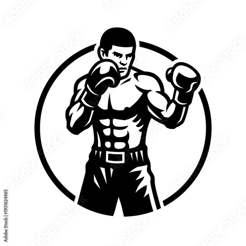Silhouette of a boxer in a stance.