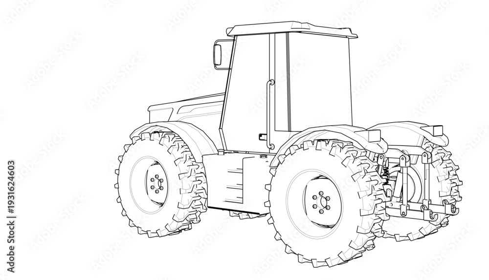Fototapeta premium tractor graphic sketch 3d illustration 