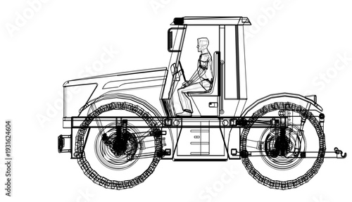 tractor graphic sketch 3d illustration 