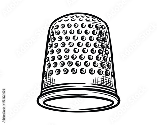 Hand drawn thimble for sewing on transparent background, simple sketch