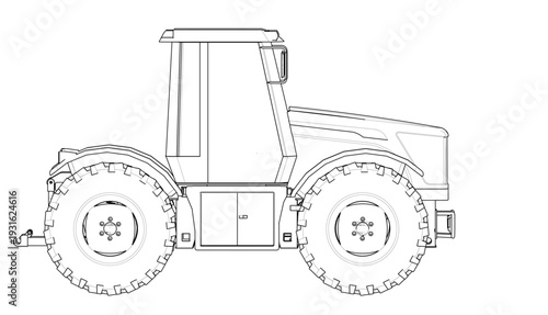 tractor graphic sketch 3d illustration 
