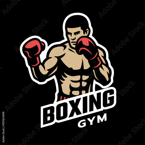 Silhouette of a boxer in a stance on dark background.