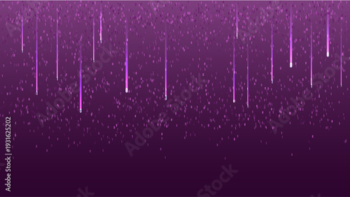Purple digital rain with glowing lines and particles creates futuristic, dynamic background