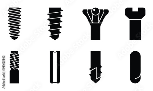 Various types of screws bolts and fasteners for construction and assembly