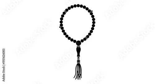 Black Prayer Beads with Tassel Necklace 2.