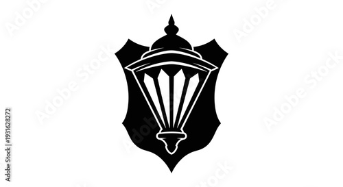 Black Shield Badge with Parachute Emblem Design.