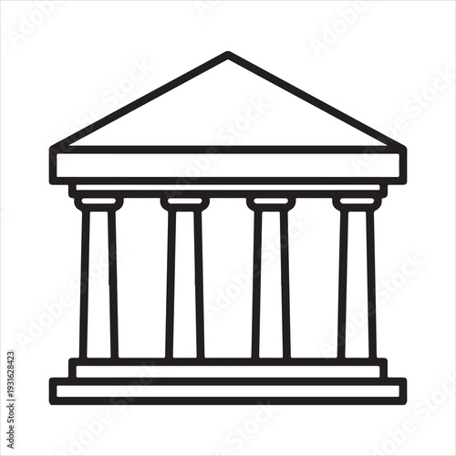 Bank Building Line Icon Financial Institution Vector, Bank, Bank Building, Court, Building Illustration