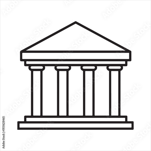 Bank Building Line Icon Financial Institution Vector, Bank, Bank Building, Court, Building Illustration