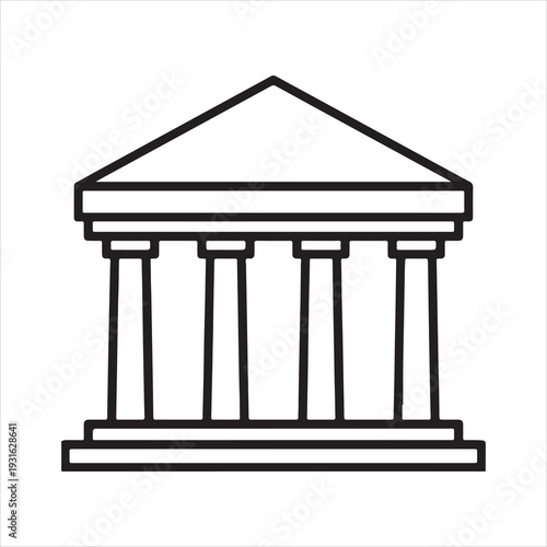 Bank Building Line Icon Financial Institution Vector, Bank, Bank Building, Court, Building Illustration
