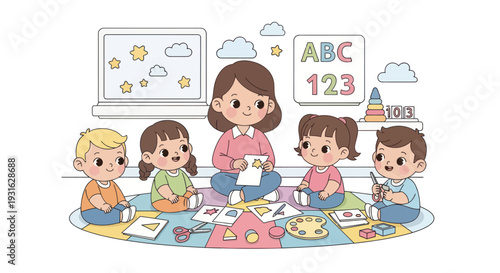 kids playing with toys and learning alphabet