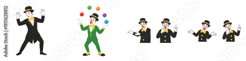 Clowns performing tricks with transparent background