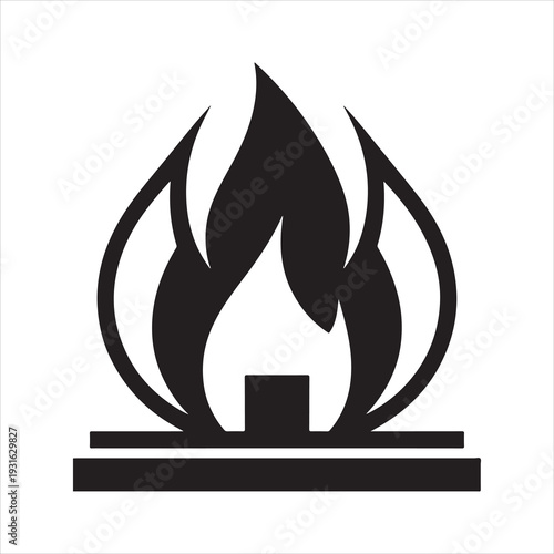 Black flame icon with white background. House Fire Flame Icon Home Insurance Concept Vector Art 