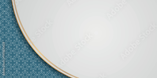 Abstract background with luxurious and elegant Islamic Arabic ornamental patterns. Premium design with dynamic gold line decoration and space for text.