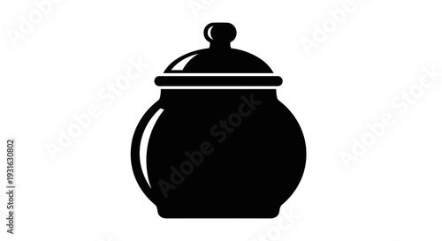 Black Silhouette Teapot with Lid and Handle.