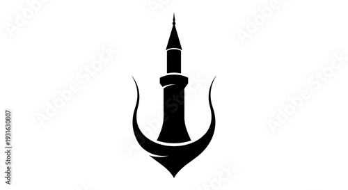 Black Trishul Icon Symbol Illustration.