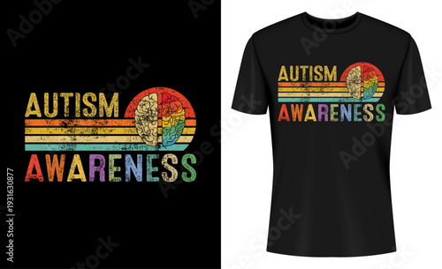 World Autism Awareness Neurodiversity Autistic April Sunset T-shirt Design
