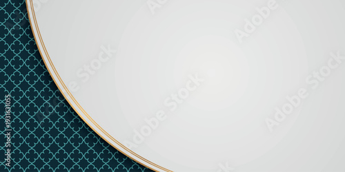 Abstract background with luxurious and elegant Islamic Arabic ornamental patterns. Premium design with dynamic gold line decoration and space for text. VOL. 5