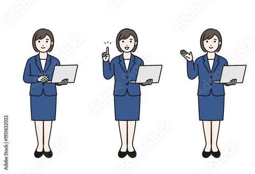 ノートパソコンを持って立っているビジネスパーソン