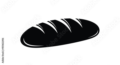 A simple black and white illustration of a baguette loaf of bread