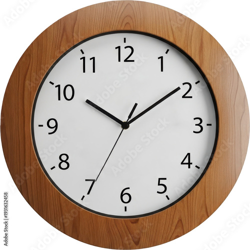 Minimalist Wooden Wall Clock Isolated on White