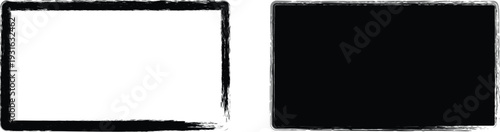 A black and white image with two contrasting rectangular panels