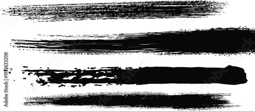 Black brush strokes on white background