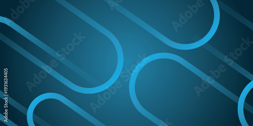 Dark blue gradient abstract background with glowing blue overlapping geometric layer decoration. Modern vector design concept in line style for web, banner, flyer, card, certificate. VOL. 3