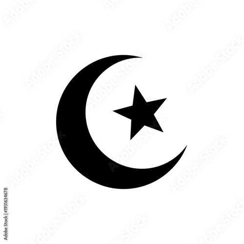 Crescent Moon and Star Symbol Icon 3.