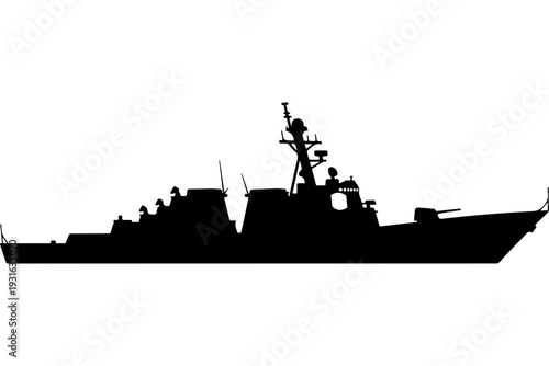 Silhouette of Modern Naval Warship SVG Vector Art