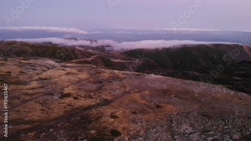 Flying Over Mountain Peak. Serra Da Estrela, Portugal. 
