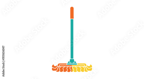 Simple illustration of a brightly colored mop on a white background