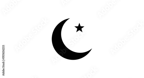 Crescent Moon and Star Symbol Icon 10.