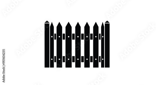 Black and white illustration of a picket fence against a plain background