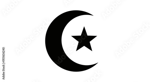 Crescent Moon and Star Symbol Icon 12.