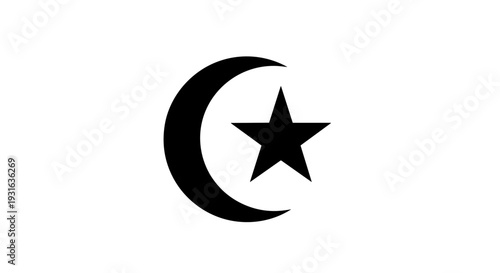Crescent Moon and Star Symbol Icon 18.