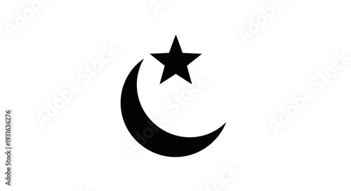 Crescent Moon and Star Symbol Icon 21.