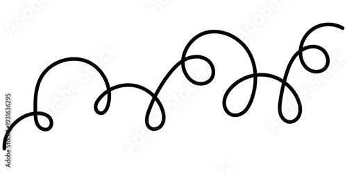 Abstract wavy line drawing with flowing curves and squiggles creating an organic, continuous pattern on white background