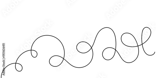 Curvy black lines form abstract patterns with loops and swirls. Organic flowing curves create decorative elements, perfect for modern design and graphic projects.