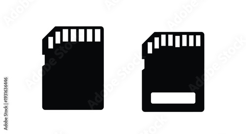 Two black sd card icons displayed on a white background