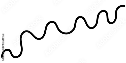 Abstract wavy line drawing with continuous curvy loops and squiggles creating an elegant tangled pattern on white background.