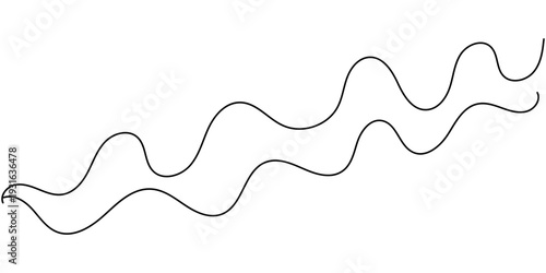 Continuous curvy line art featuring abstract cable-like curves, decorative wavy threads forming seamless doodle patterns for modern graphic design projects