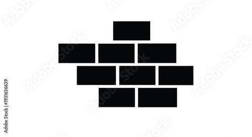 Abstract arrangement of black rectangles forming a cross like pattern on white