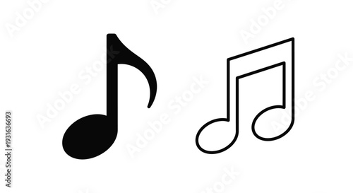Two musical notes depicted in black and white symbolizing melody