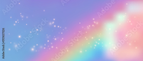Dreamy pastel rainbow background with glitter sparkles and soft gradient, perfect for unicorn-themed designs, magical fairy tales, or princess party backdrops with rainbow charm.