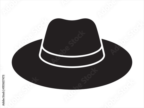Fedora hat silhouette vector icon, Stylish headwear silhouette. Classic fedora hat silhouette. Fedora Hat Silhouette Black Icon Vector Illustration