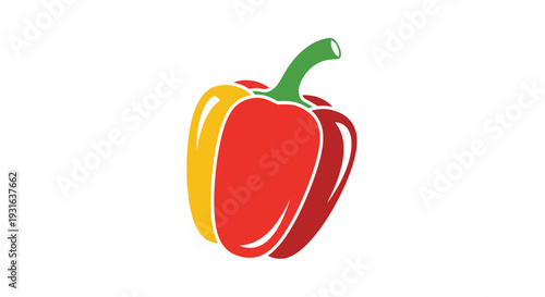 Colorful bell pepper illustration with vibrant gradients and a green stem