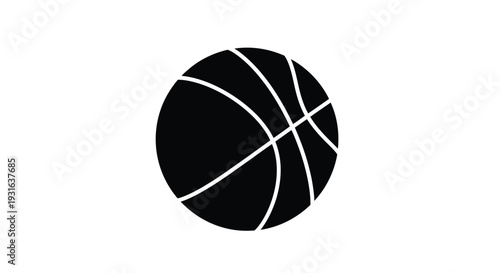 Simple black silhouette of a basketball on a white background