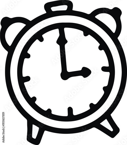 Classic Hand-Drawn Alarm Clock Doodle: Retro Time Management Icon