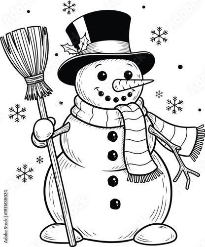 Snowman coloring page for kids fun winter coloring book activity