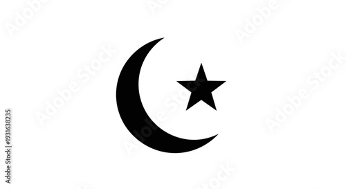 Crescent Moon and Star Symbol Icon 31.